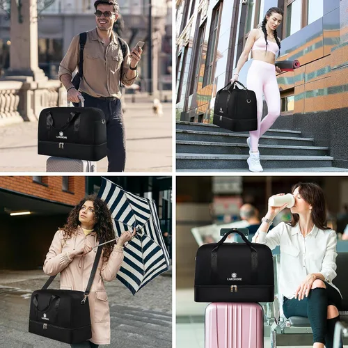 Miniatura 7 de Bolsas de viaje para mujer, bolsas de fin de semana, bolsa de lona para mujer, A-Negro, Simple y a la moda, Beis