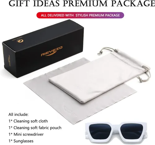 Miniatura 162 de AIEYEZO Gafas de sol cuadradas para mujeres y hombres, gafas de sol cuadradas con montura gruesa, estilo de diseñador simple