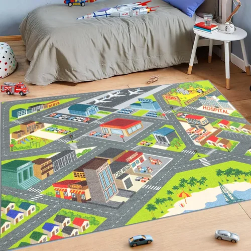 Miniatura 16 de KC Cubs 8x10 Mapa de Estados Unidos de EE. UU. Alfombra de Coches de Juguete para Carretera – Alfombra de Juego Educativa para Niños, Pequeñines
