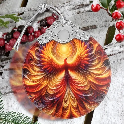 Miniatura 5 de Adorno colgante de vidrieras de Phoenix, idea de decoración para árbol de Navidad