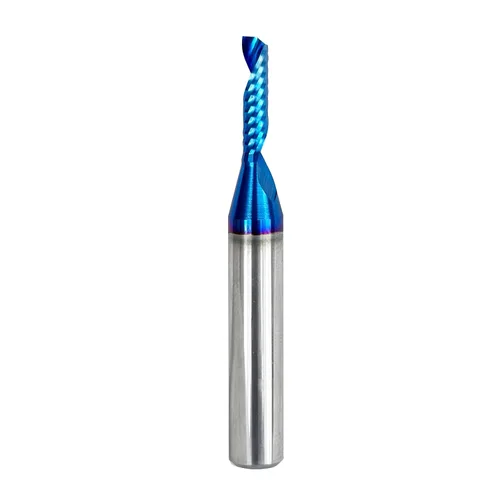 Miniatura 14 de Fresa de extremo CNC de carburo sólido de corte de 1/4 pulgadas de diámetro de corte simple 0 flauta espiral Router Bit para acrílico PVC Ruhi UO131