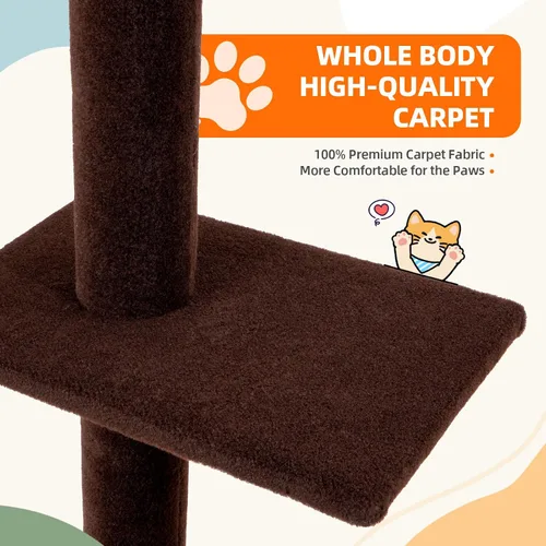 Miniatura 6 de Cat Craft Árbol para Gatos de Piso a Techo Torre para Gatos 98-108" Árbol de Alfombra para Gatitos de 5 Niveles Poste Rascador y Tapete Poste