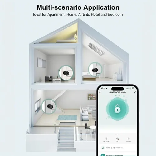 Miniatura 6 de NexusLab Pomo de puerta inteligente con huella digital, cerradura de puerta de entrada sin llave para dormitorio, oficina en casa y apartamento