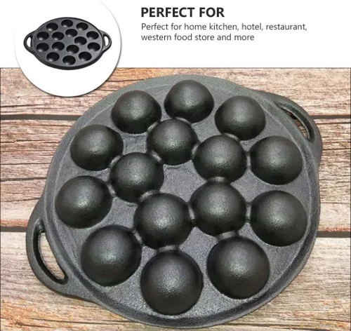 Miniatura 3 de Cabilock Mini moldes para tartas de hierro fundido Caracol Escargot Plate 15 agujeros de compartimiento molde negro para panqueques