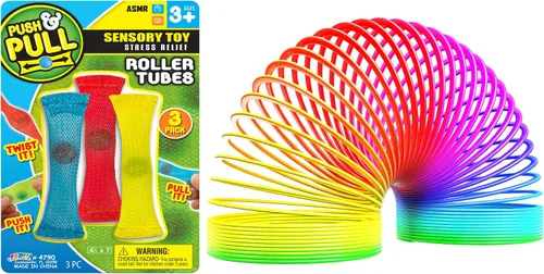 Miniatura 9 de JA-RU Big Rainbow Spring Toys for Kids (3 unidades) - Juguete clásico de resorte helicoidal de plástico Juguetes para ansiedad para aliviar