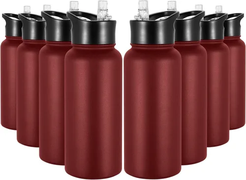 Miniatura 74 de Botella de agua aislada de 64 onzas con tapas de pajita y boquilla, jarra de agua de acero inoxidable de medio galón con mango de paracord, vacío