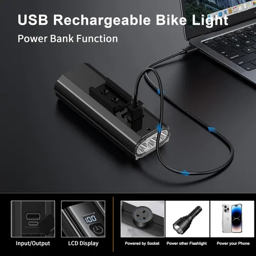 Miniatura 4 de LED Bike Lights for Night Riding High Lumens with 2 Pack Taillight Super Bright Bicycle Headlight & Tail Light Set, Mountain/Road Bike Safety Light