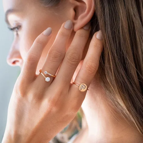 Miniatura 4 de PAVOI Anillo apilable chapado en oro de 14 quilates para mujer Anillos de moda