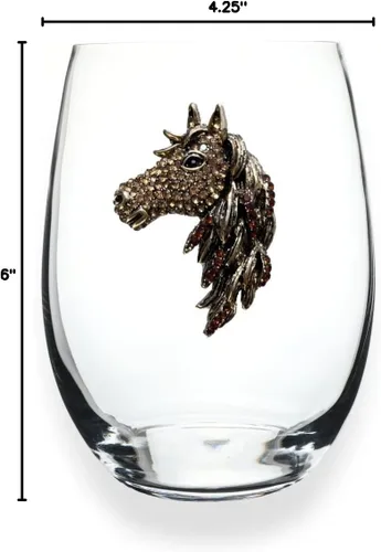 Miniatura 4 de THE QUEENS' JEWELS Horse Head - Copa de vino sin tallo, 21 onzas, regalo único para mujeres, cumpleaños, lindo, divertido, sin pintar, decorado
