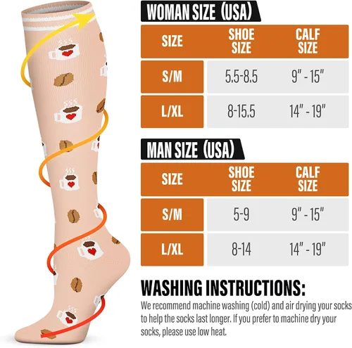 Miniatura 7 de FEYHAY Calcetines de compresión de cobre (5 pares) de 15-20 mmHg, la circulación es la mejor atlética y diaria para hombres y mujeres, correr