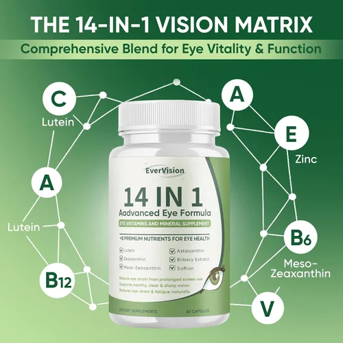 Miniatura 6 de Fórmula avanzada 14 en 1, suplemento ocular con luteína, zeaxantina, astaxantina, extracto de arándano y zinc, suplemento mineral y vitamina ocular