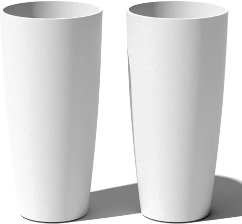 Miniatura 14 de Veradek Mason Series Vega Planter - Maceta redonda alta para interiores o exteriores, porche/patio Hecha de compuesto de plástico y piedra