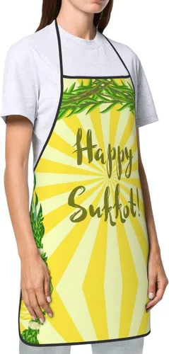 Miniatura 4 de Delantal de chef judío Happy Sukkot para vacaciones, delantales ajustables para restaurantes y camareros para mujeres, hombres, cocina, restaurante