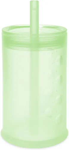 Miniatura 13 de Olababy Clear View - Taza de entrenamiento de silicona con tapa con pajilla, entrenador para sorber para niños de 12 meses en adelante, vasos Lila
