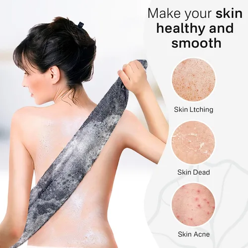 Miniatura 9 de Yiclick Exfoliante corporal, limpiador de espalda para ducha y baño, paño de lavado japonés, toalla exfoliante para hombres y mujeres, exfoliante
