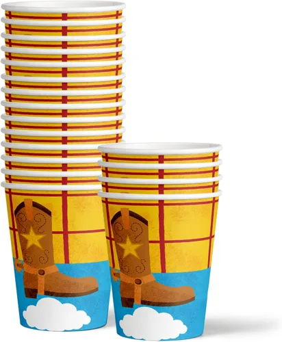 Miniatura 3 de Birthday Story Toy Cowboy - Juego de suministros para fiesta de cumpleaños, platos, servilletas, tazas, kit de vajilla para 16 Historia de cumpleaños