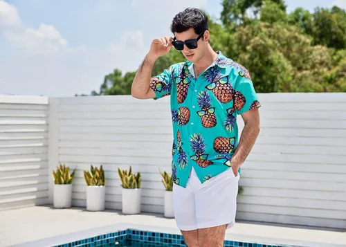 Miniatura 5 de Goodstoworld Camisas hawaianas con botones novedosas para hombre