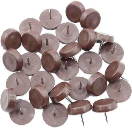 50 almohadillas redondas de nailon para muebles, resistentes para clavos en muebles, protectores de suelo de madera dura para silla, mesa, Marrón