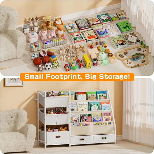 Miniatura 7 de HAVLOTII Estantería para niños y almacenamiento de juguetes, estante para libros para habitaciones de niños, estantería para bebés para guardería