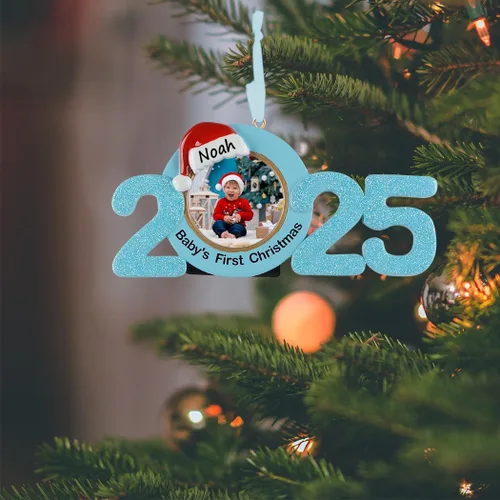 Miniatura 2 de Adorno personalizado para la primera Navidad del bebé 2024, marco de fotos para bebé, adorno personalizado, primer regalo de recuerdo del bebé