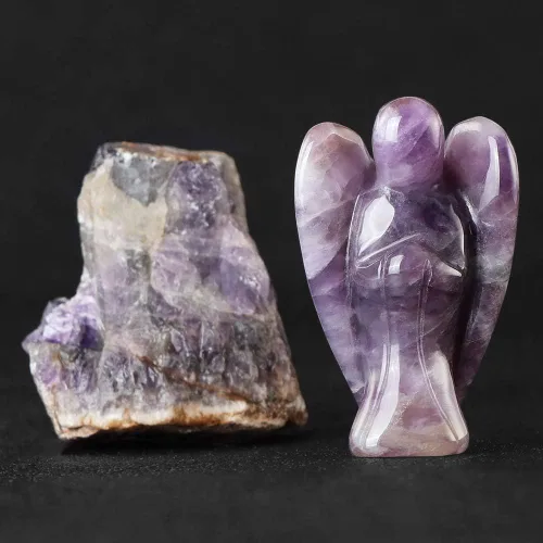 Miniatura 2 de Artistone Ángel de amatista de 2 pulgadas, ángel curativo de cristal tallado a mano, estatua de ángel guardián de bolsillo con caja de regalo