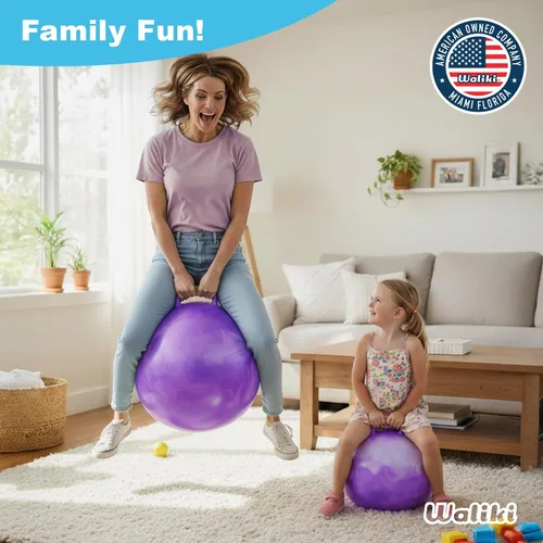 Miniatura 6 de WALIKI Hopper Ball Toy para niñas de 3, 4, 5 o 6 años, pelota de hippity hop, pelota de salto Regalo de cumpleaños genial Morado 18 pulgadas