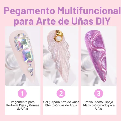 Miniatura 3 de Makartt Pegamento de diamantes de imitación para uñas: pegamento de uñas de gel súper fuerte para dijes de uñas, decoraciones de gemas, arte de uñas