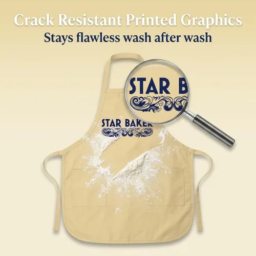 Miniatura 2 de Donkey Tees Star Baker Delantal - Amateur Baker American British Baking Show Pastelería Chef Regalo Delantal de Cocina, Beige Bronceado