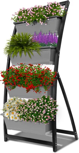 Miniatura 11 de Outland Living Jardinera elevada de 6 pies – Jardinera vertical independiente con 4 cajas de contenedores, buena para patio o balcón