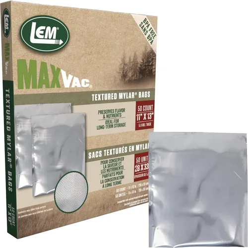 LEM MaxVac - Bolsas texturizadas de Mylar de 11 x 13 pulgadas, 50 unidades