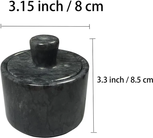 Miniatura 3 de Bodegas de sal de mármol, caja de sal negra con cubierta, contenedor de almacenamiento de soporte de sal para mostrador, contenedor de sal de cocina