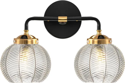 Miniatura 11 de Lámpara de tocador de baño de 3 luces, luz negra de montaje en pared con pantalla de vidrio verde, aplique de pared de mediados de siglo, lámpara
