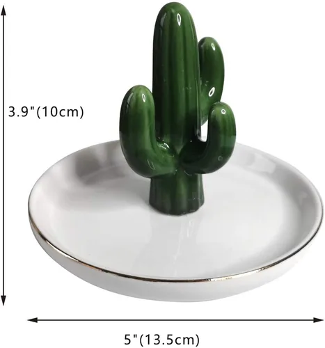 Miniatura 3 de AUTOARK Bandeja de joyería con soporte de anillo de cactus, organizador de exhibición de joyería de escritorio, decoración de oficina y hogar