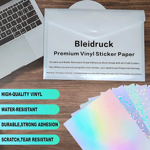 Miniatura 4 de 36 hojas de papel adhesivo holográfico de 8.5 x 11 pulgadas, impermeables, de vinilo transparente, autoadhesivas, con 4 estilos mezclados