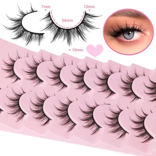 Miniatura 3 de EYDEVRO - Pestañas postizas de manga de aspecto natural, pestañas de anime, de visón, finas, esponjosas, puntiagudas, con volumen 3D, aspecto
