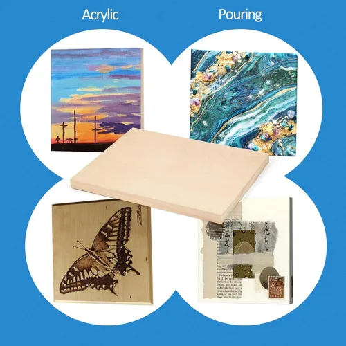 Miniatura 3 de Falling in Art - Juego de paneles de lienzo de madera de abedul sin terminar, paquete de 2 tablas de cuna de estudio de 3/4 pulgadas de profundidad