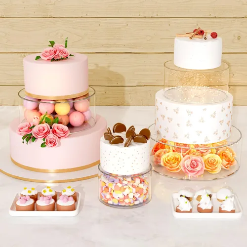 Miniatura 3 de NPPLUS 2 PCS Soportes de Acrílico Rellenables para Tartas, Elevador de Tartas, Nivel de Tartas, Elevador de Exhibición Cilíndrico Redondo, Caja