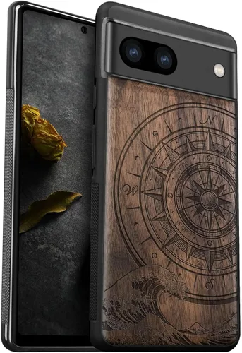 Miniatura 8 de Carveit Funda de madera para Pixel 8a - Madera natural y negro suave TPU a prueba de golpes - Funda de madera única compatible con Google Pixel 8a