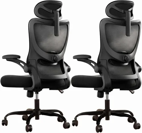 Miniatura 21 de Marsail - Silla ergonómica de oficina - Silla de escritorio con respaldo alto de malla y soporte lumbar ajustable, silla giratoria con ruedas