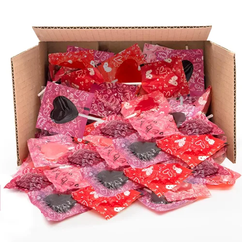 Miniatura 7 de Paletas en forma de corazón, 90 unidades, paquete de 2 libras, caramelos duros envueltos individualmente, sabores surtidos de bayas, dulces