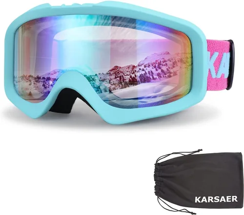 Miniatura 13 de Karsaer - Gafas de esquí antivaho, gafas de nieve OTG, 100% protección UV, gafas de snowboard con lentes dobles flexibles para hombres, mujeres