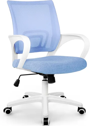 Miniatura 9 de ETONEX Silla de oficina con cojín ergonómico de respaldo medio, soporte lumbar, ajustable, giratoria, silla de escritorio para videojuegos, cómoda