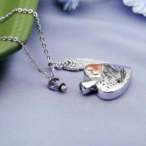 Miniatura 3 de misyou Collar de cremación de corazón para cenizas, joyería de cremación con 12 piedras natales, collar de urna conmemorativa de alas de ángel