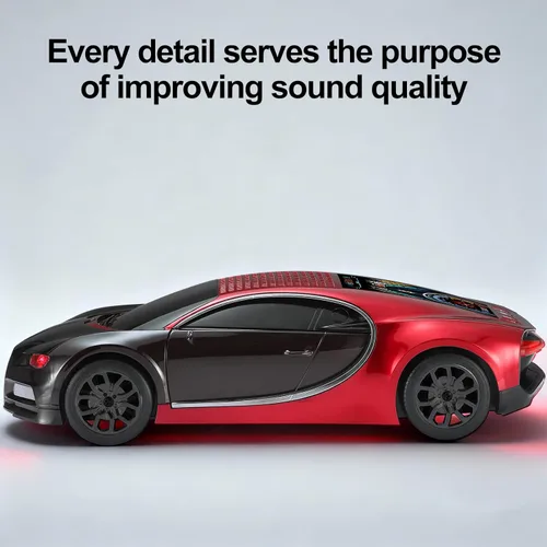 Miniatura 6 de WSTER Altavoz Bluetooth de lujo modelo de automóvil deportivo con sonido HD, emparejamiento estéreo TWS, pantalla de visualización, micrófono Rojo