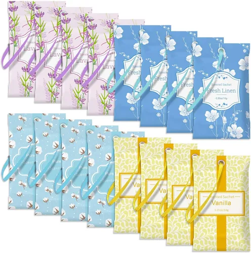 Miniatura 11 de SCENTORINI Sobres perfumados para cajones y armarios, aroma de algodón puro, paquete de 14 bolsitas de larga duración, ambientador de armario