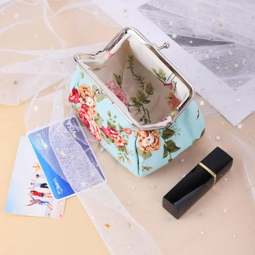 Miniatura 4 de Oyachic Monedero estampado vintage con hebilla y cierre de broche floral para mujeres y niñas
