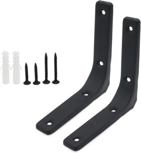 Miniatura 6 de 8 piezas de soportes en L de 2 pulgadas, soportes de esquina de montaje en pared resistentes en blanco para madera, estantes, gabinetes, soporte