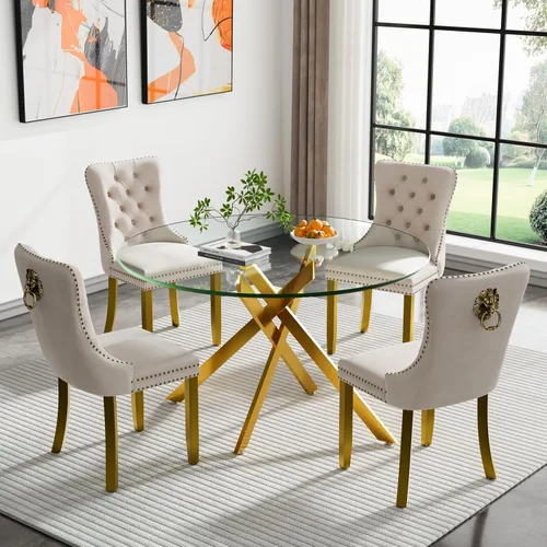 Miniatura 70 de HomVent Juego de mesa de comedor redonda de vidrio de 3 piezas, juego de mesa de comedor de vidrio templado para 2 mesas de cocina con 2 sillas
