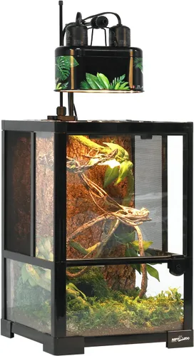 Miniatura 8 de REPTI ZOO Nano Combo Print Tropical Desert Reptile Dual Deep Dome Lámpara Luminaria para Reptiles Máx 40 Vatios Altura Máxima de Bombilla 4 pulgadas