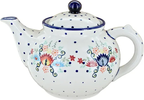 Miniatura 5 de Blue Rose Polish Pottery - Tetera de Flor de Durazno Amarillo - Capacidad de 5 Tazas - Servidor de Café y Té de Cerámica Polaca Pintado a Mano